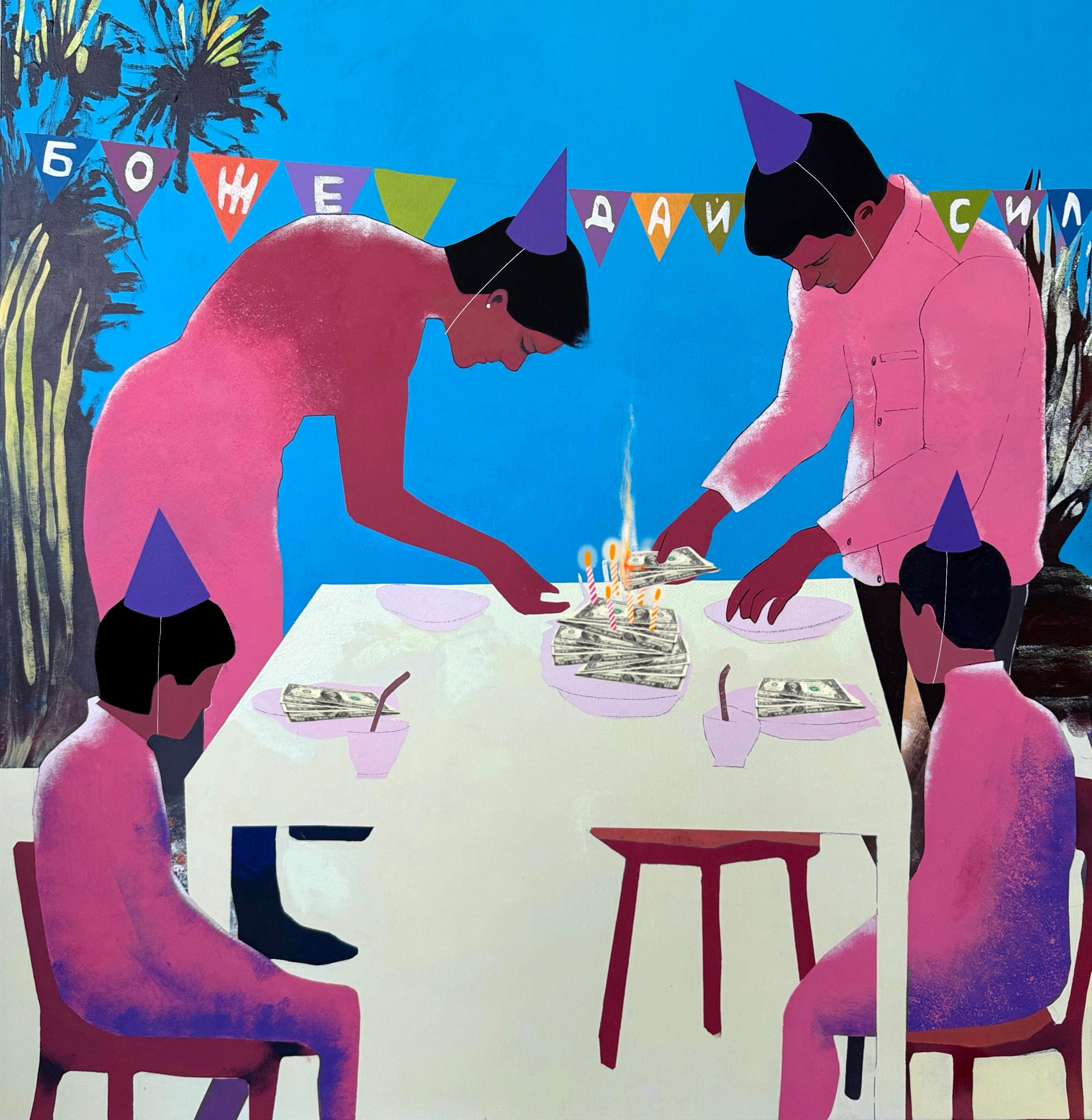 Flowers of life, 100x100 cm, acrylic  on canvas - Art by Elizeveta Pugacheva