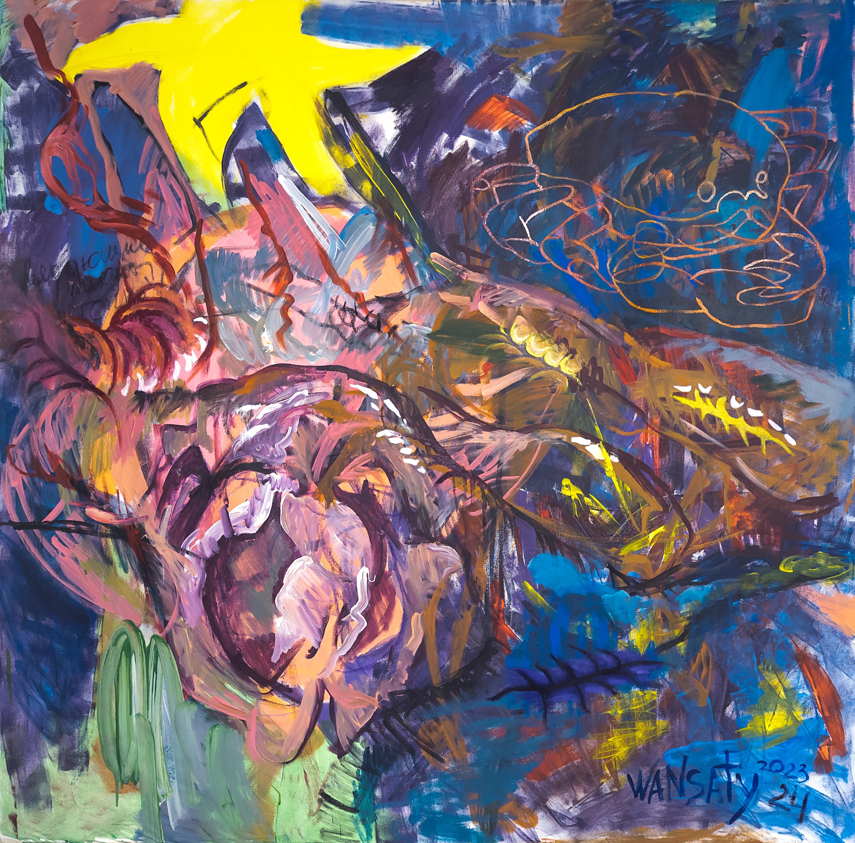 Tatiana Levchenko Abstract Painting - Protoform, 150x150cm, oil, acrylic, canvas