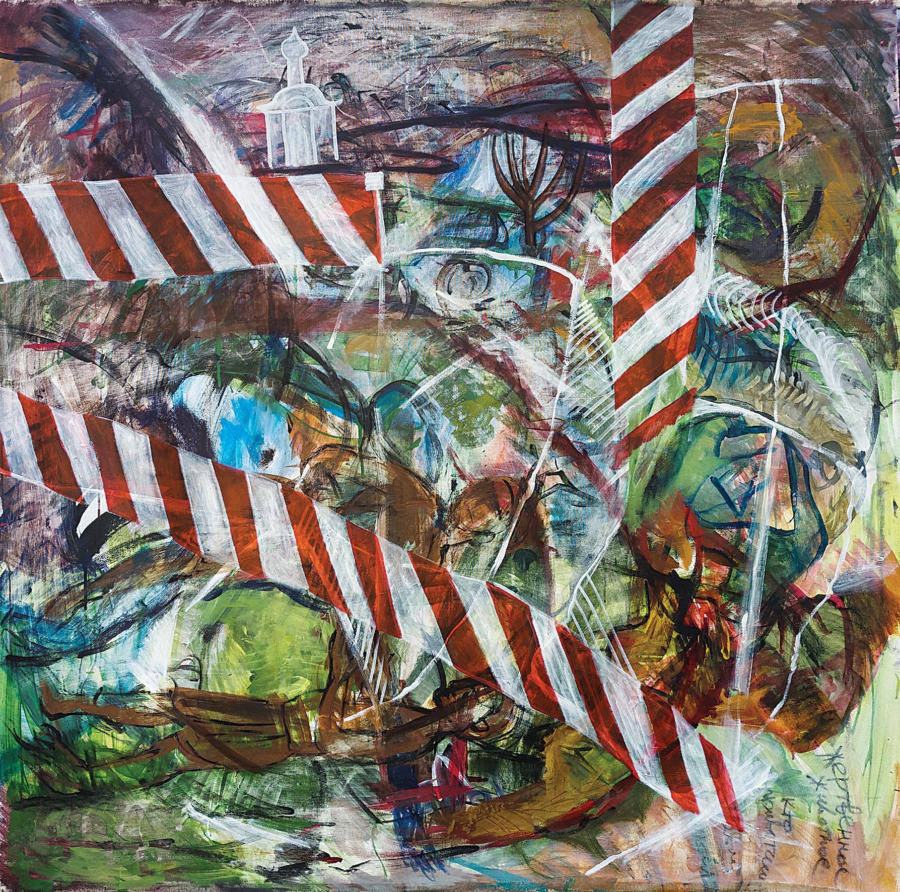 Internal borders, 150x150cm, oil, acrylic, canvas - Art by Tatiana Levchenko