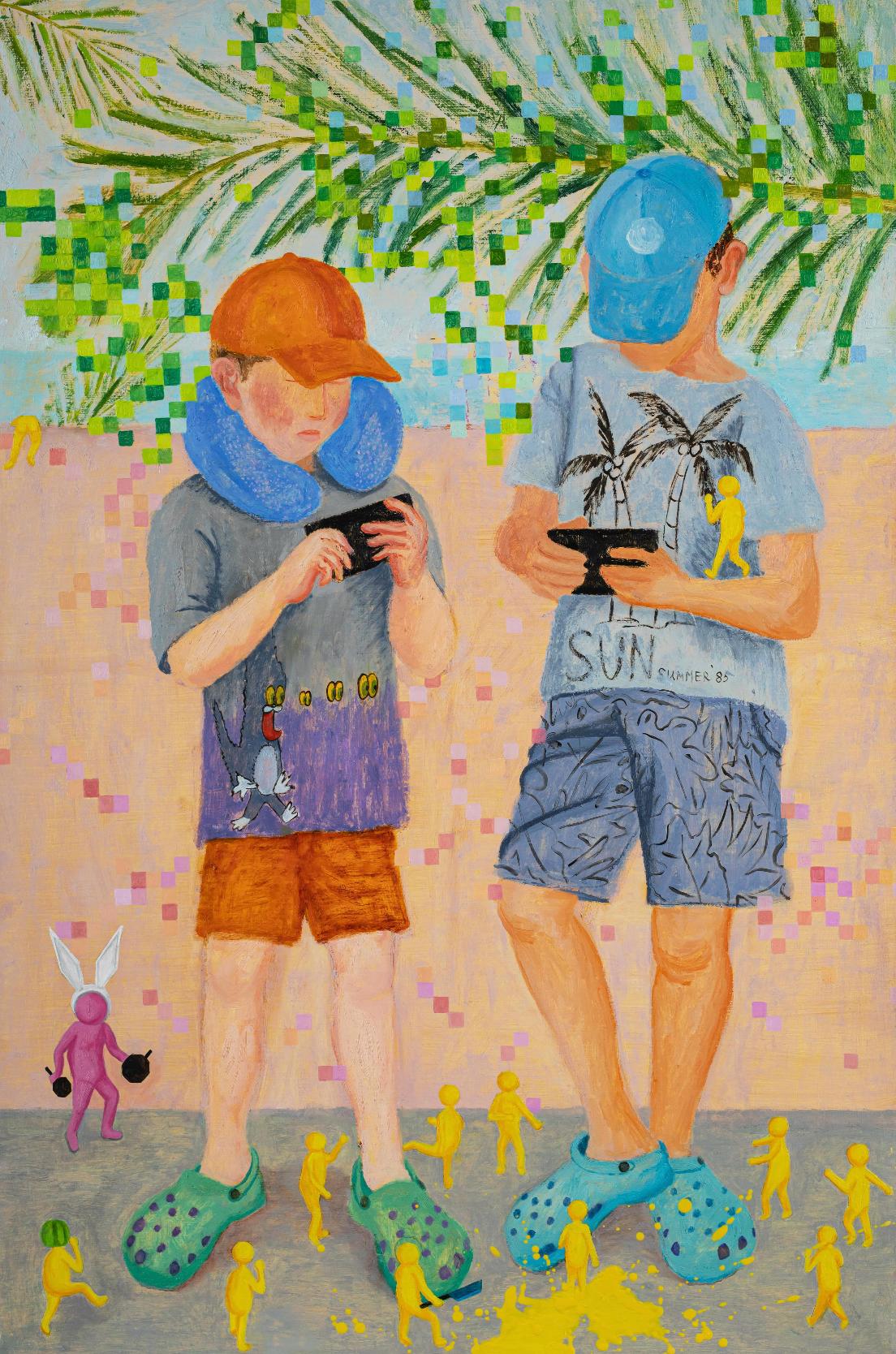 Fidgetal, 90*60cm, canvas/oil - Painting by Elena Ermuraki