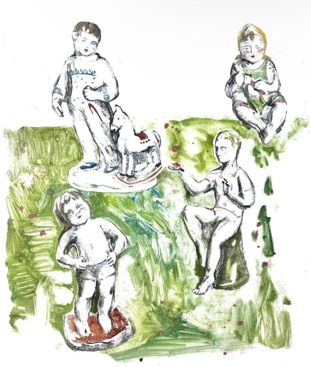 During morning exercises, 40x30cm, monotype/paper