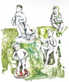 During morning exercises, 40x30cm, monotype/paper