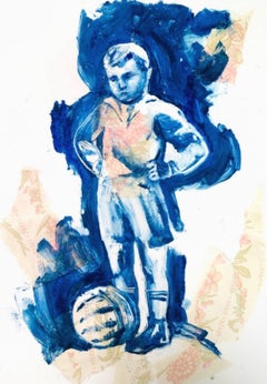 Young football player, 30x20cm, monotype/paper
