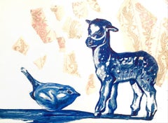 The Lamb and the Sparrow, 23x33cm, monotype/paper