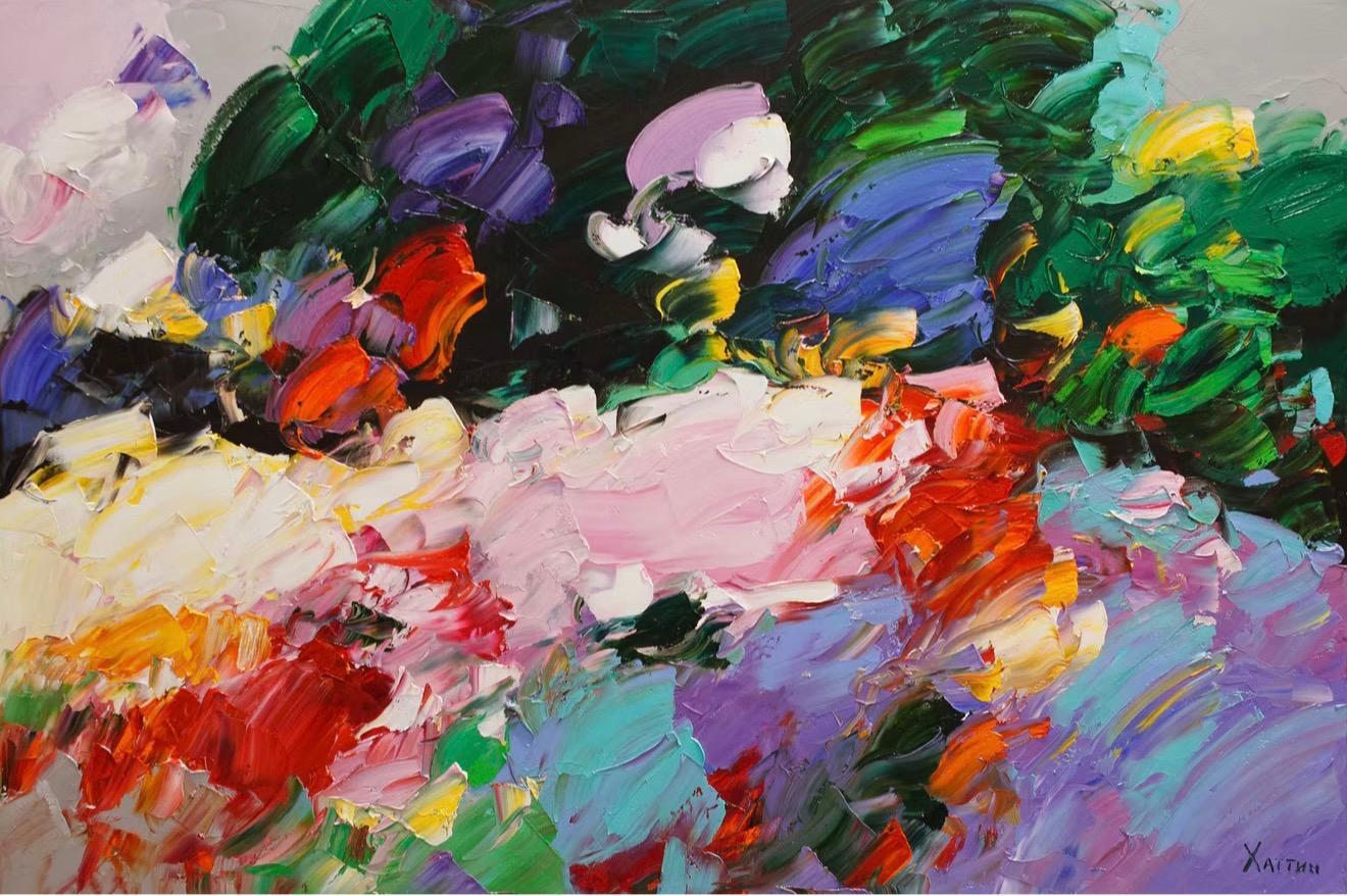 Valeri Hatin Abstract Painting - Landscape , 60x90 cm, oil on canvas