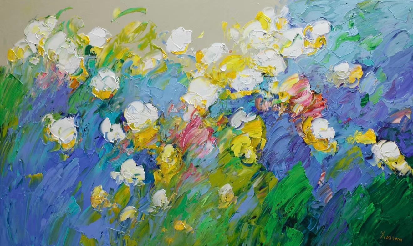 Valeri Hatin Abstract Painting - Landscape , 60x100 cm, oil on canvas