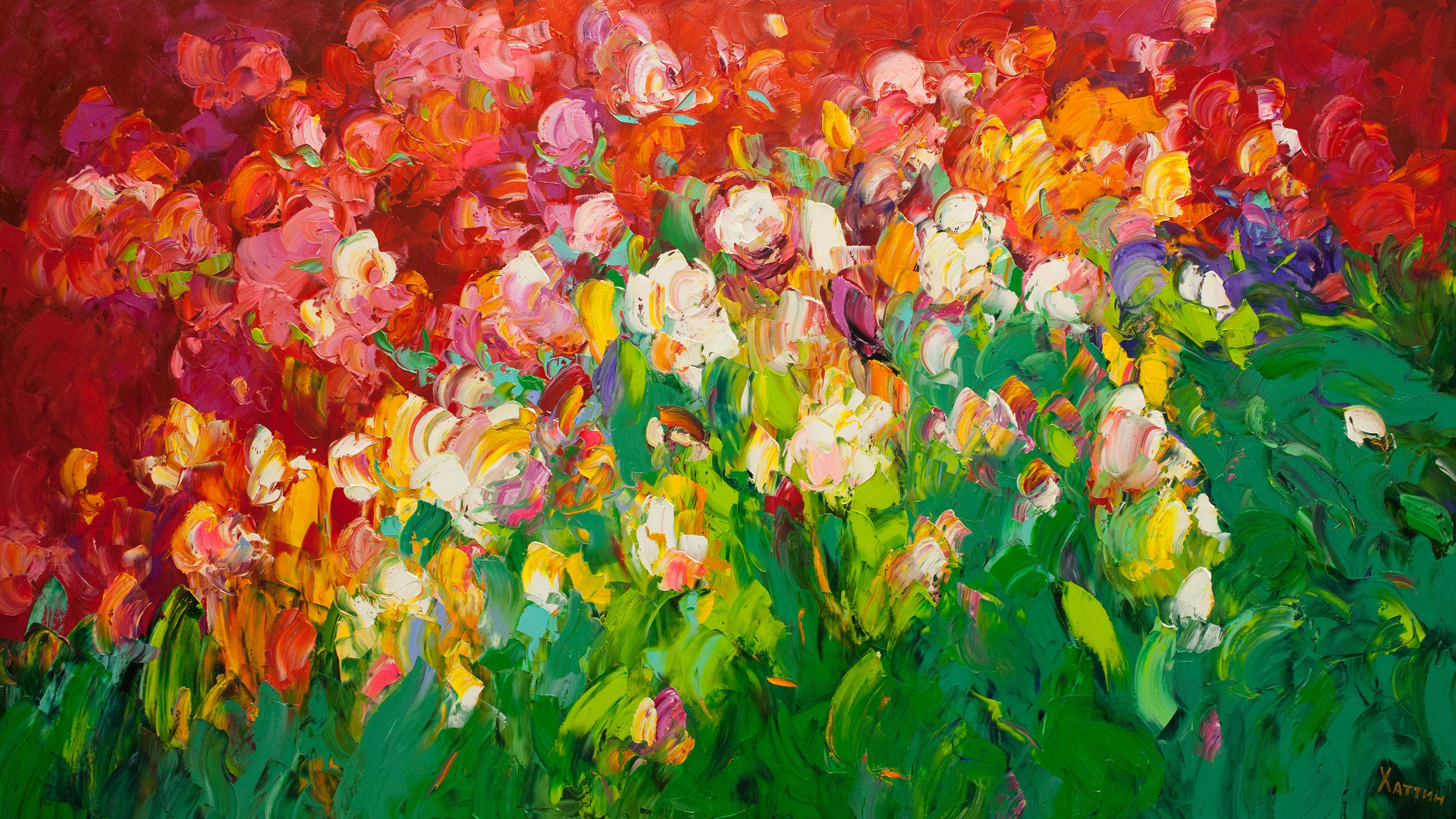 Valeri Hatin Abstract Painting - Landscape , 90x160 cm, oil on canvas