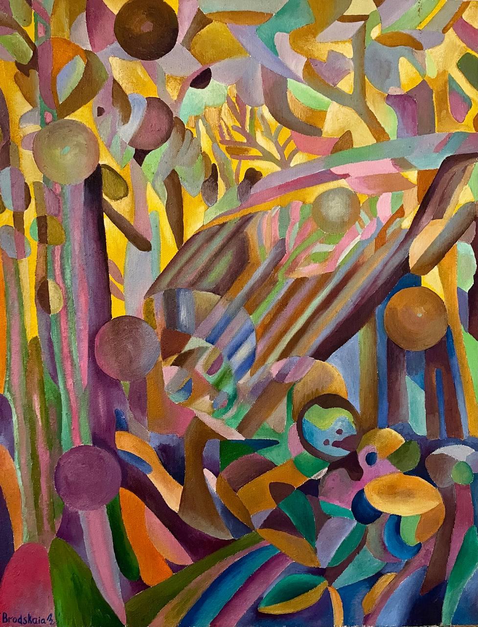 Rose bush, 90x70cm, Oil/Canvas - Painting by Tanya Brodskaya