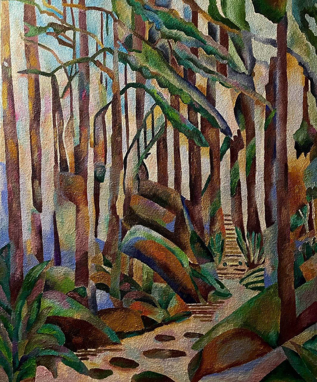Forest, 170x140cm, Oil, Canvas, sand - Painting by Tanya Brodskaya