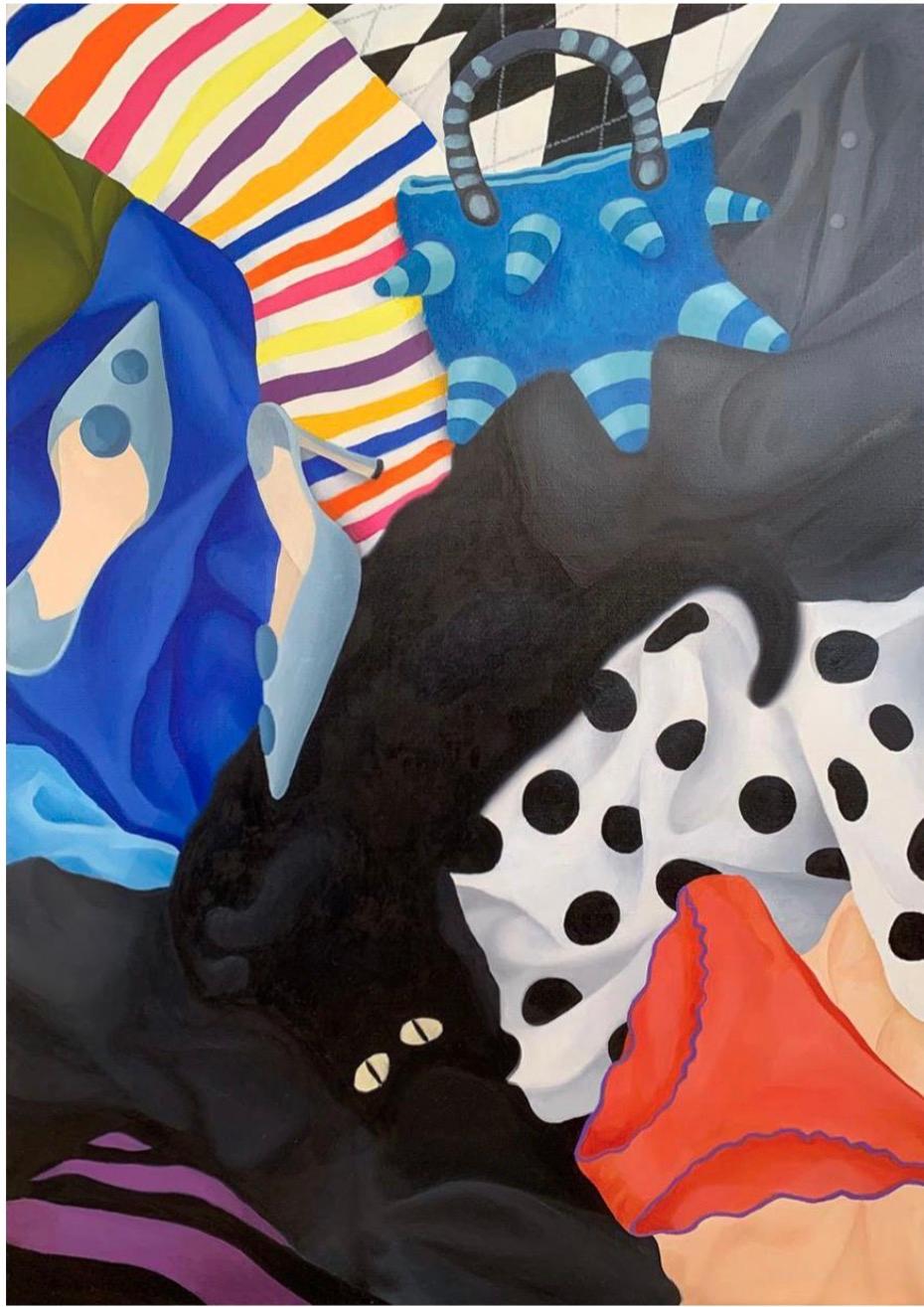 Irina Beketova Figurative Painting - Mess, 100x70cm, oil on canvas