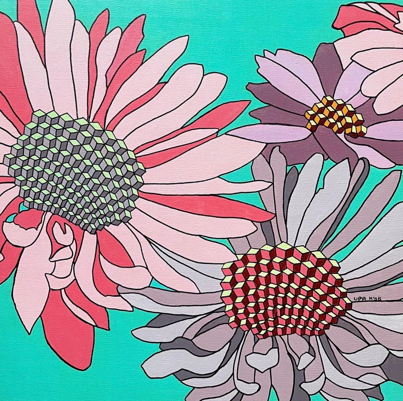 Flowers , 60x60cm, acrylic on canvas