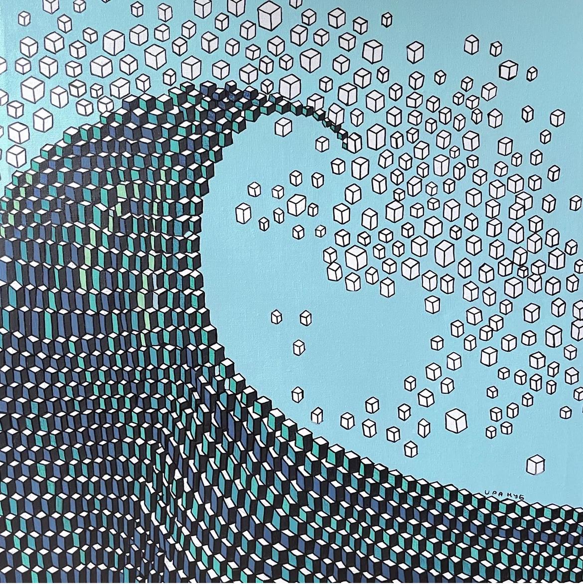 Ira Kub Figurative Painting - Wave, 80x80cm, acrylic on canvas