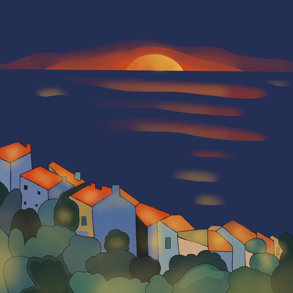 Paisaje marino , 70x70cm, impresión sobre lienzo.Edición 20 uds. - Art de Nina Tsoriti