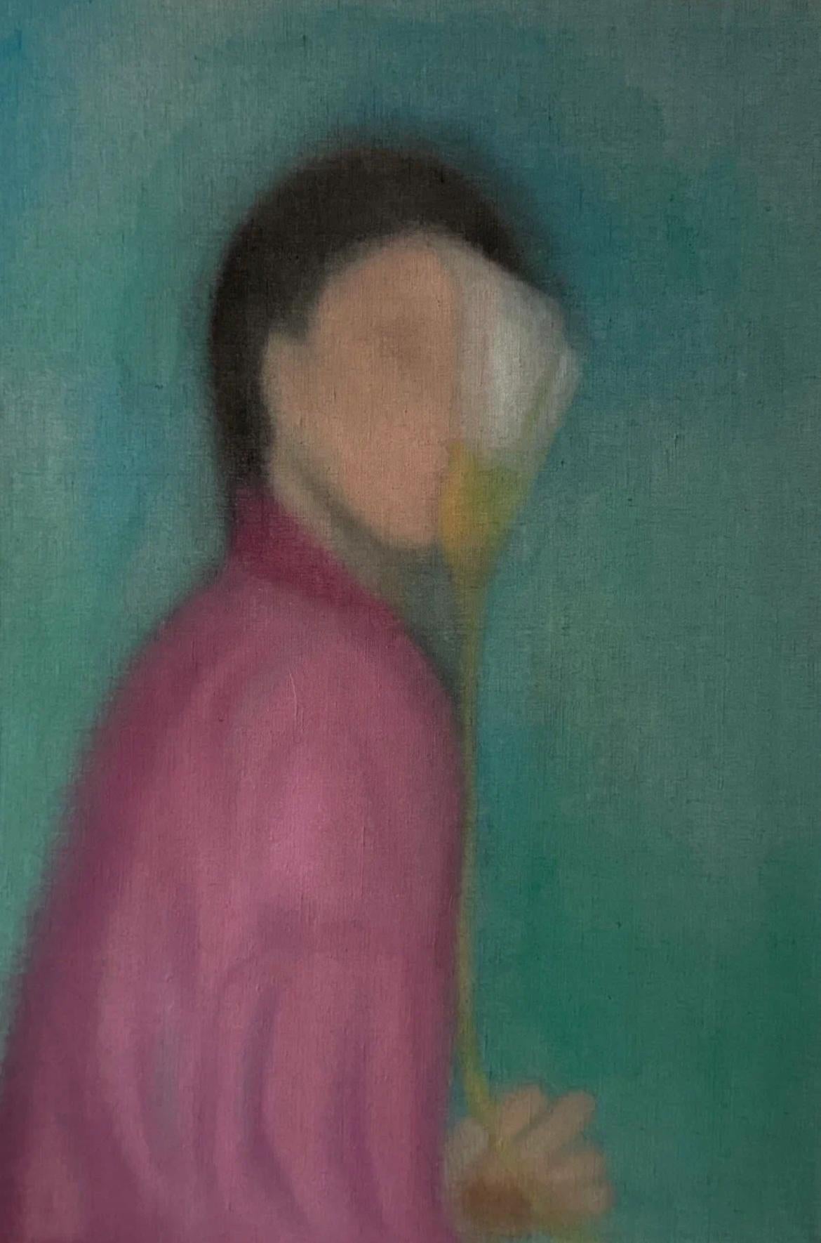 Serie "Menos 3,75", 90x60 cm, lino sin imprimar, pinturas minerales para pintura oriental - Painting de Natasha Hegai