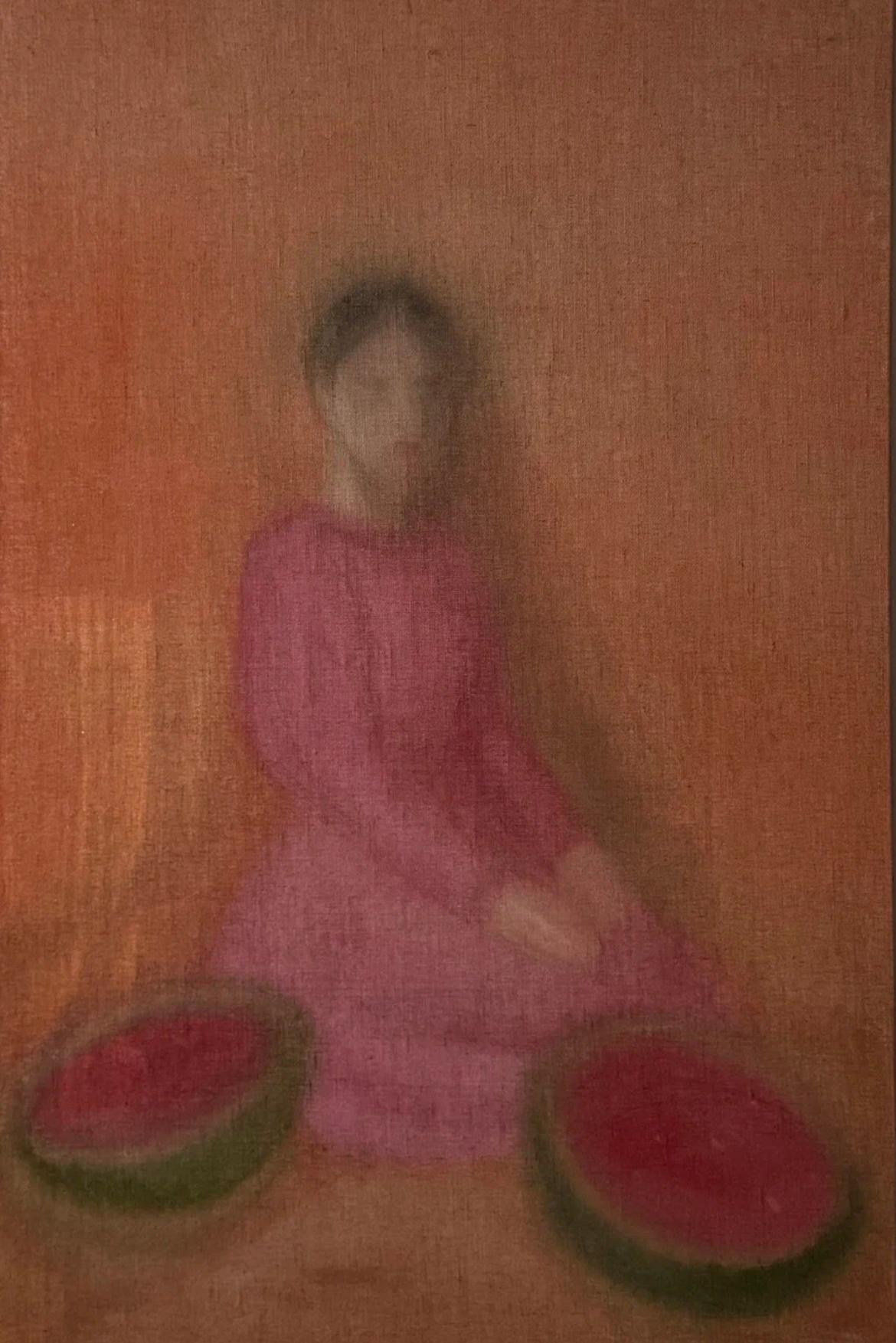 Serie "Menos 3,75", 90x60 cm, lino sin imprimar, pinturas minerales para pintura oriental