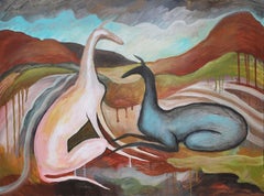 Katya Bim - Deux lévriers, 60 x80 cm, acrylique sur toile Deux lévriers, 60 x80 cm, acrylique sur toile