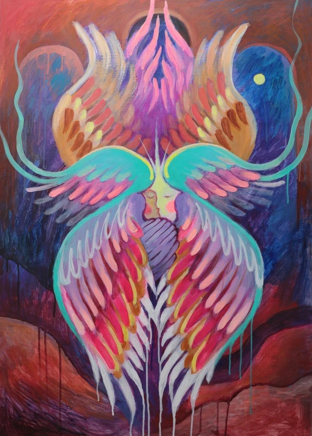 Serafino a sei ali, 100x70 cm, acrilico su tela