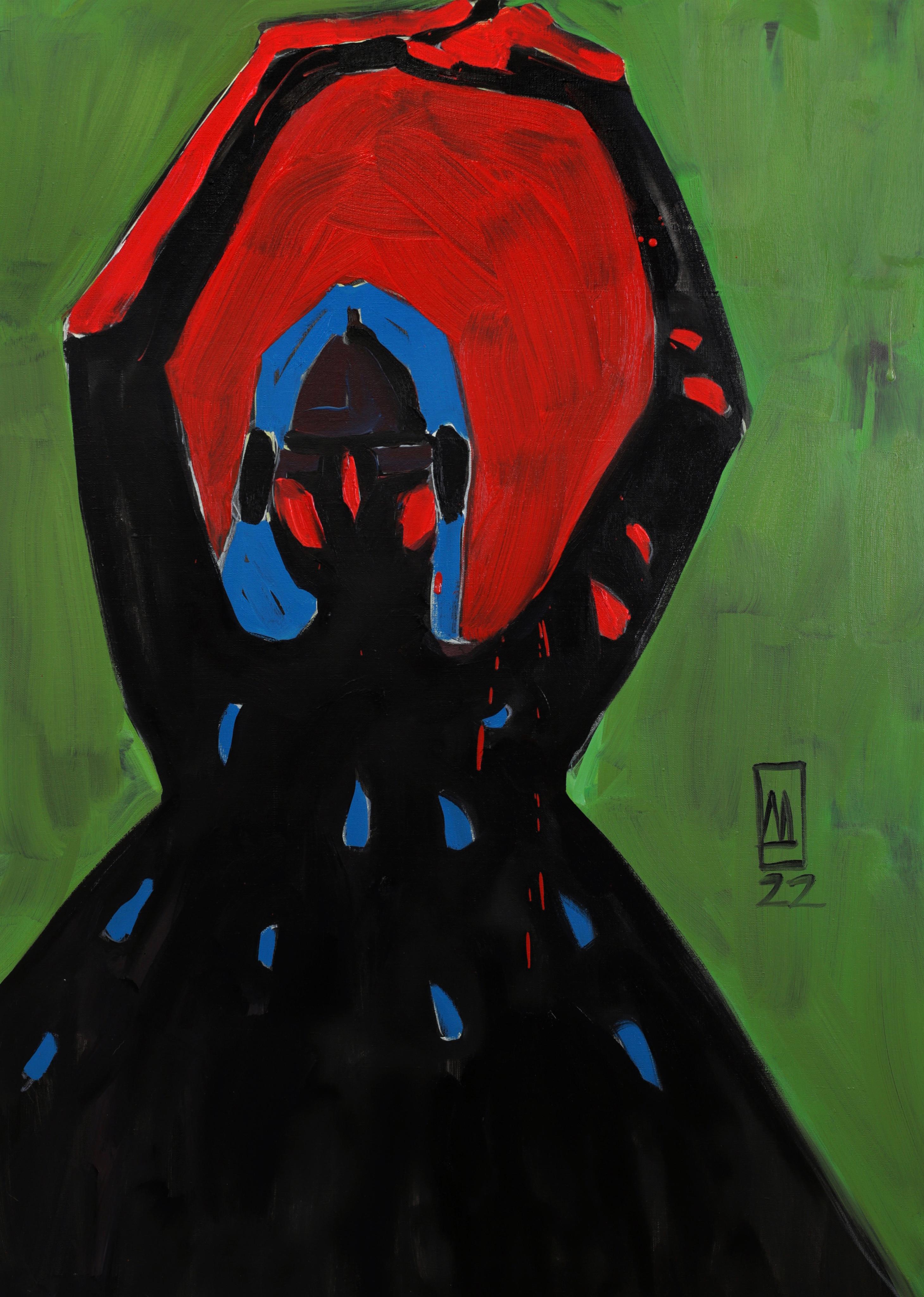 Hugging The Sun, 100x70cm, oil on canvas - Art by Anastasiia Danilenko