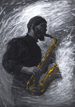 SAXOPHONIST, 100x70 cm, tempera/ paper