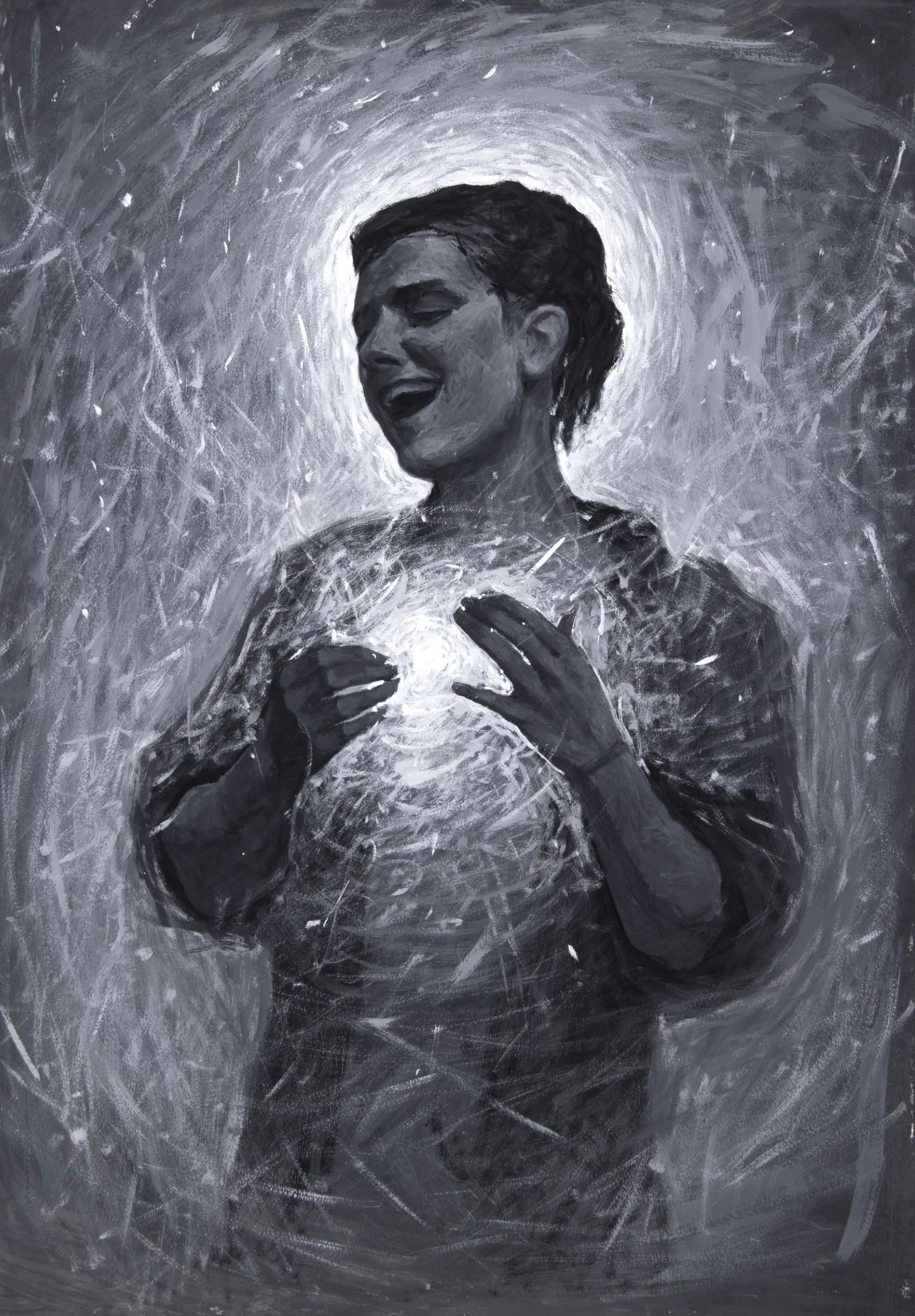 SINGER, 100x70 cm, tempera/ paper - Art by Valeria Kostyuchenko