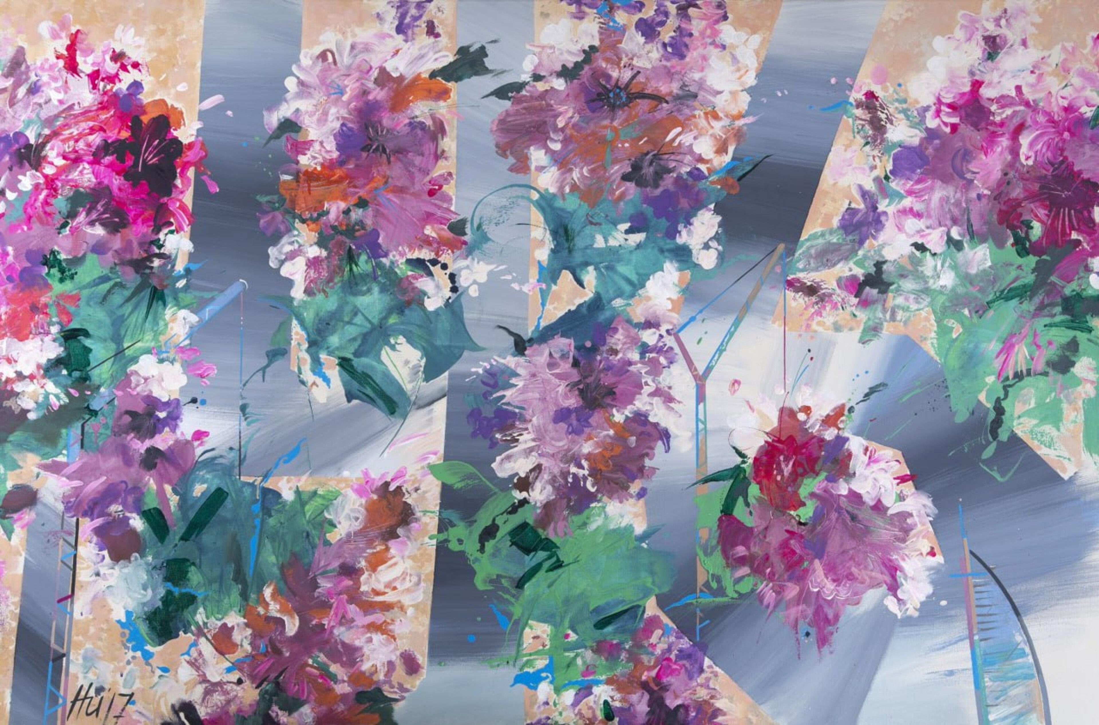 City flowers, 100x160 cm, acrylic on canvas - Art by Ivan Nesvetailo