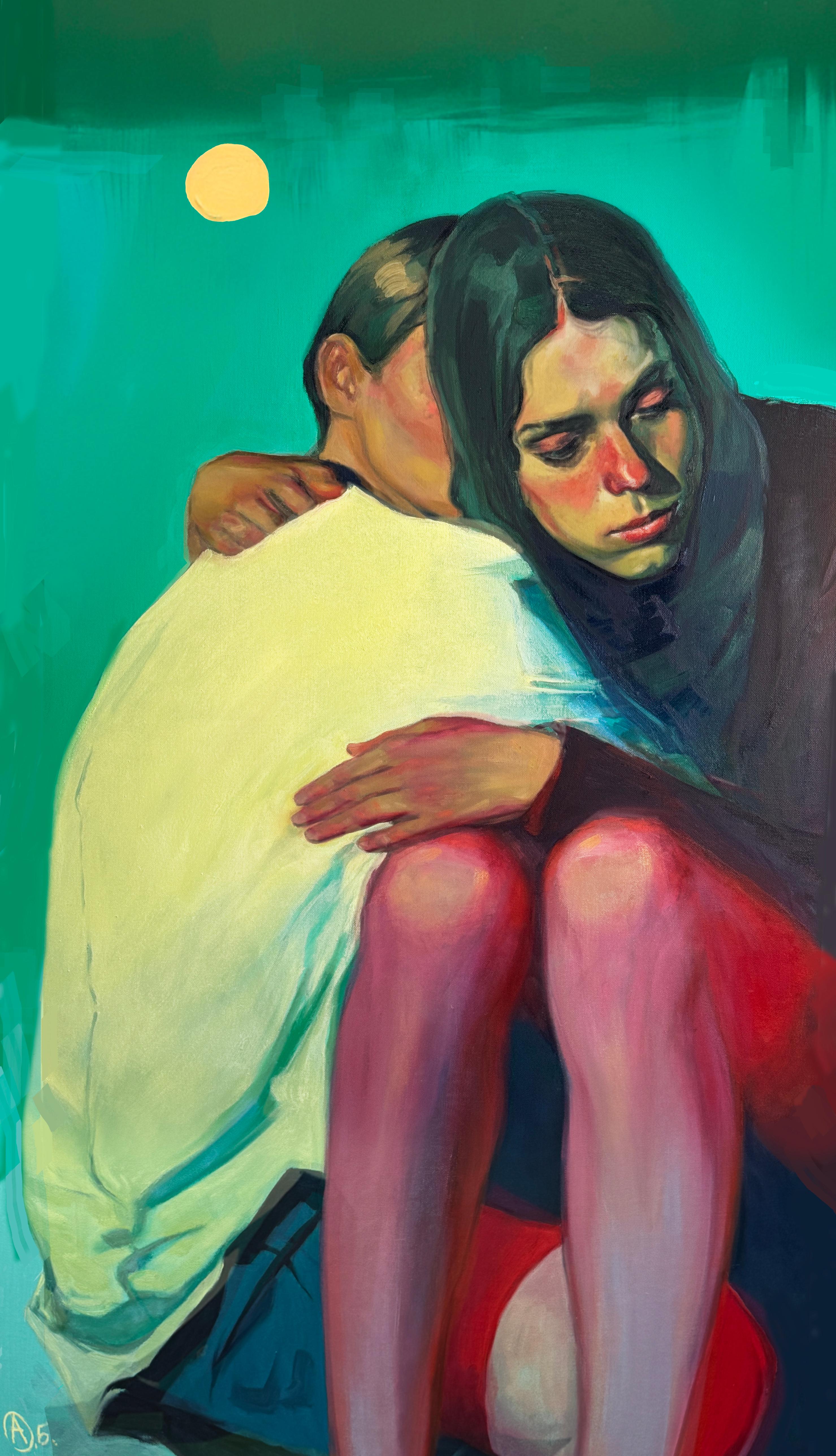 Between the lines, 120x70cm, Oil, acrylic, canvas - Painting by Babynina Anastasia