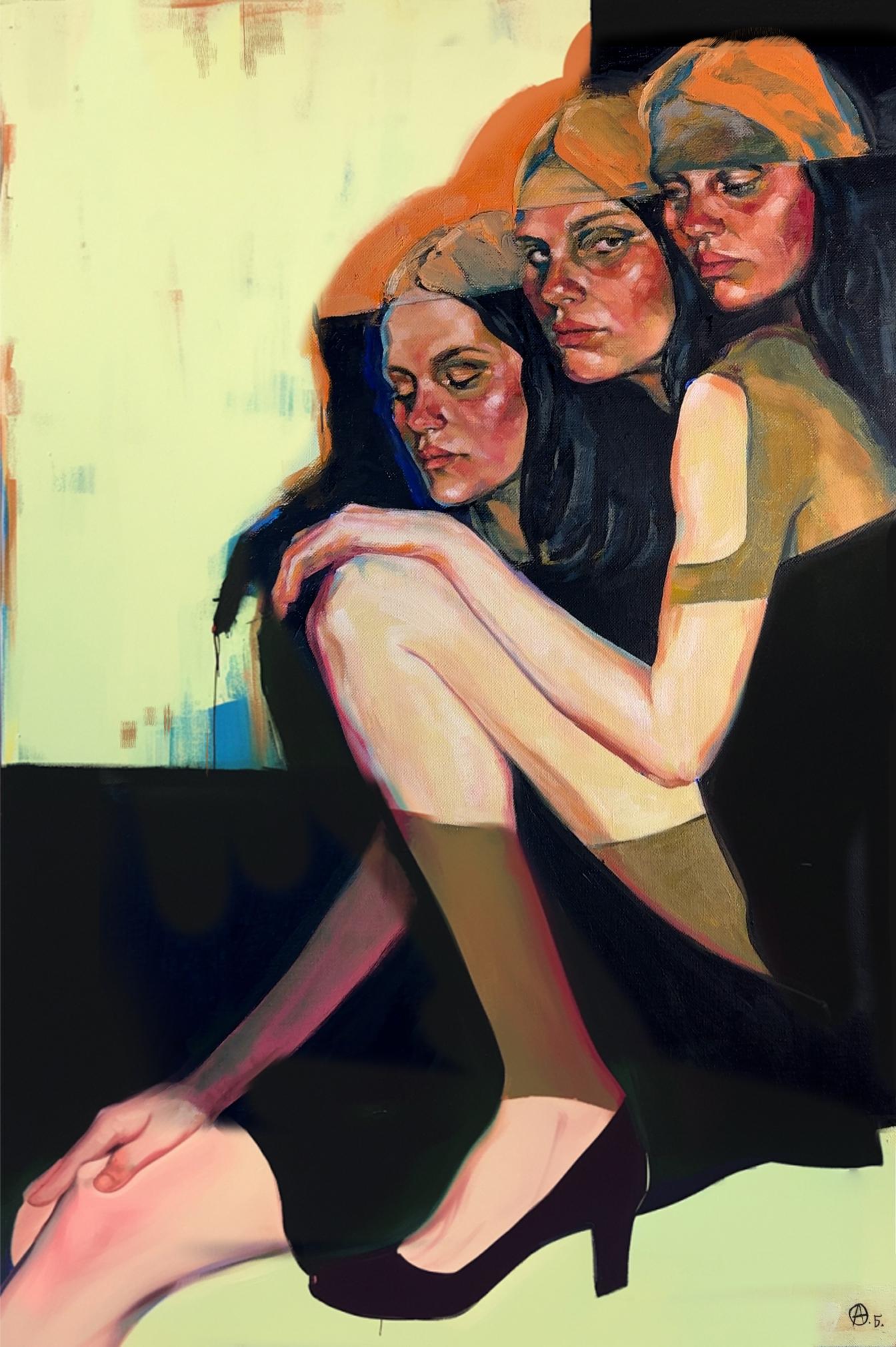 Internal dialogue, 110x80cm, Oil, acrylic, canvas - Art by Babynina Anastasia