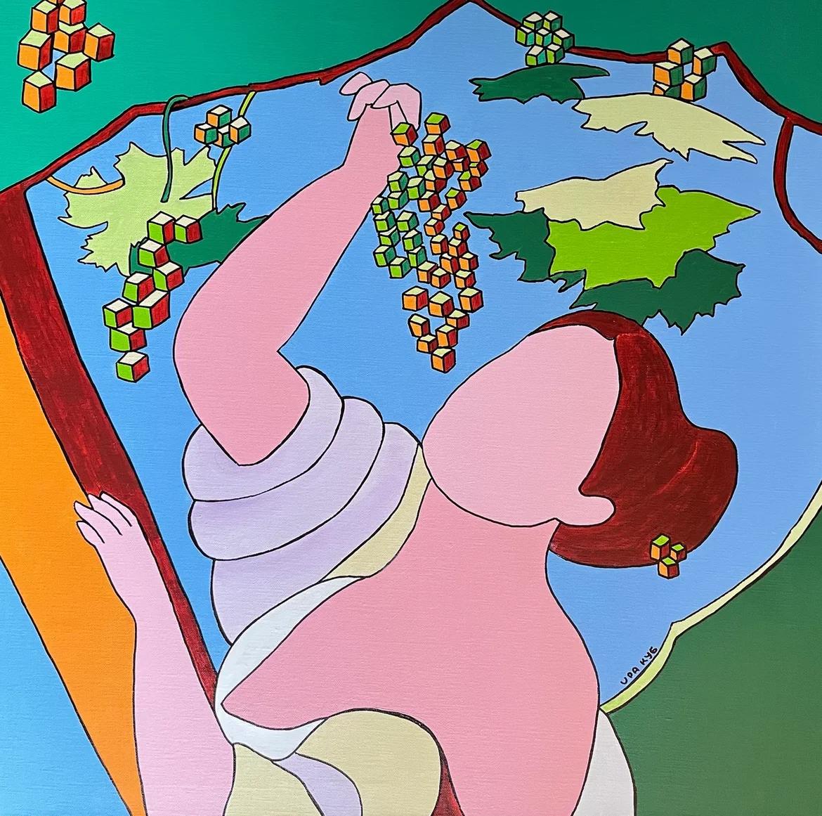 Ira Kub Figurative Painting - Italian Noon, 80x80cm, acrylic on canvas