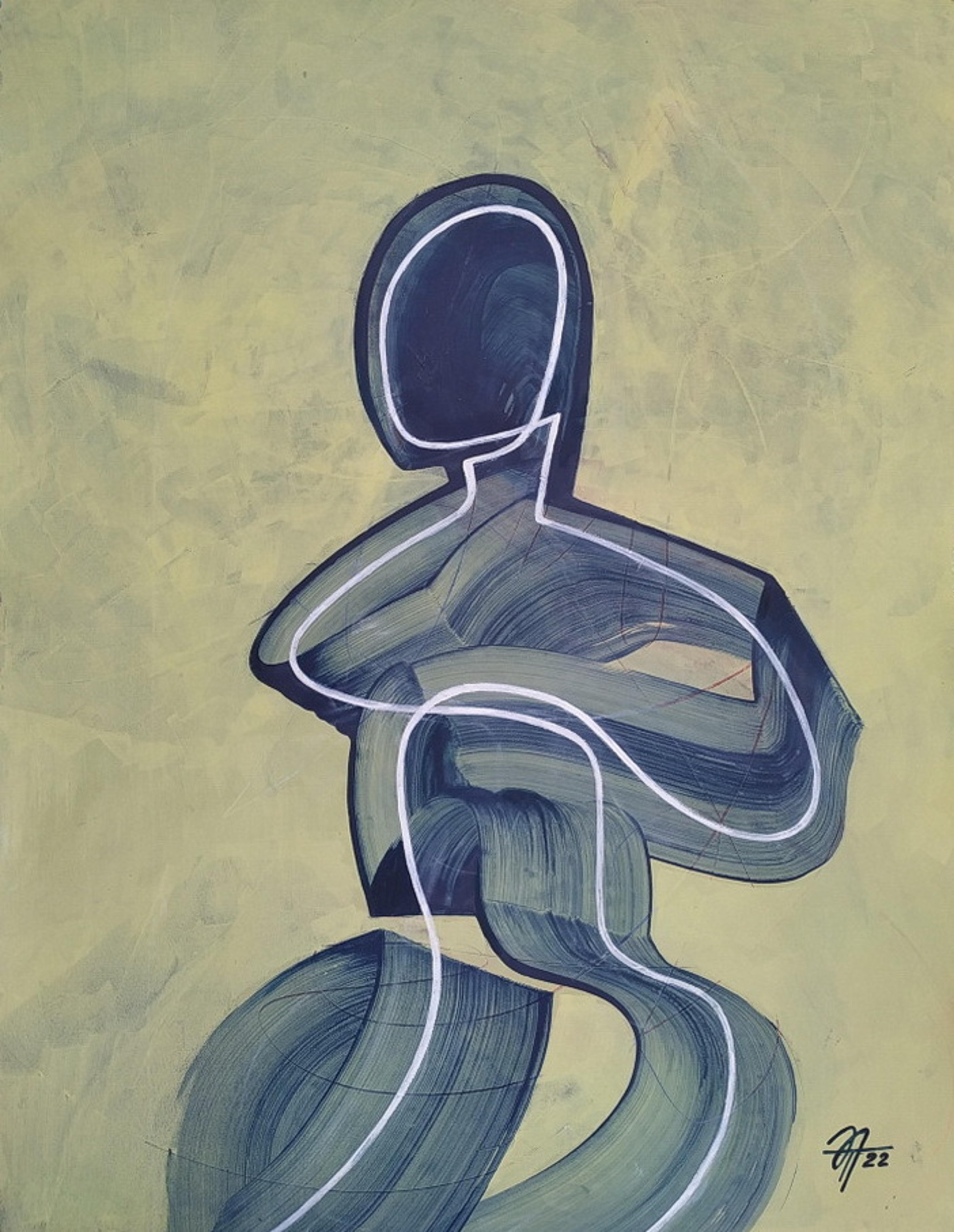 Tatiana Nega Abstract Drawing - series "Personal Contacts", 61 x 48 cm, acrylic on paper