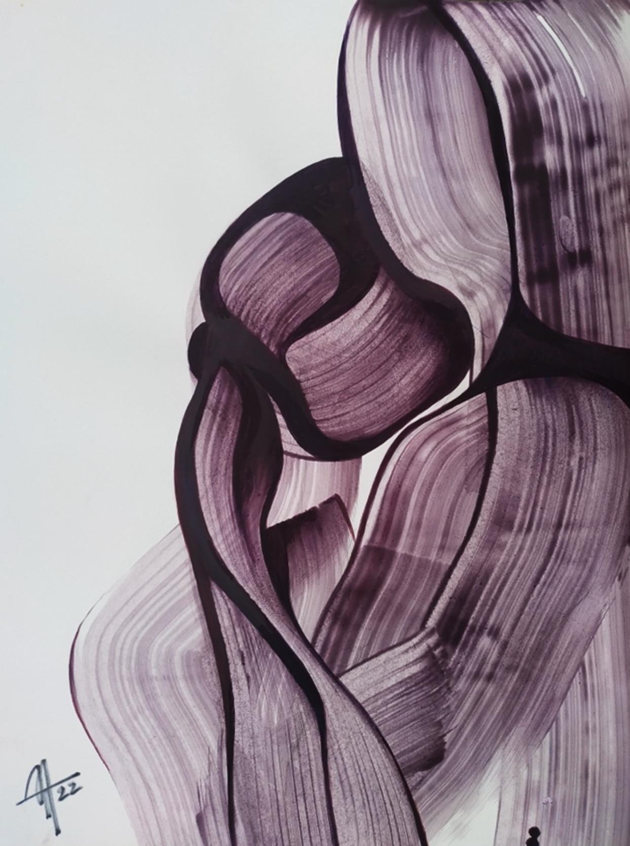 Tatiana Nega Abstract Drawing - Series "Shells", 42 x 30 cm, acrylic on paper