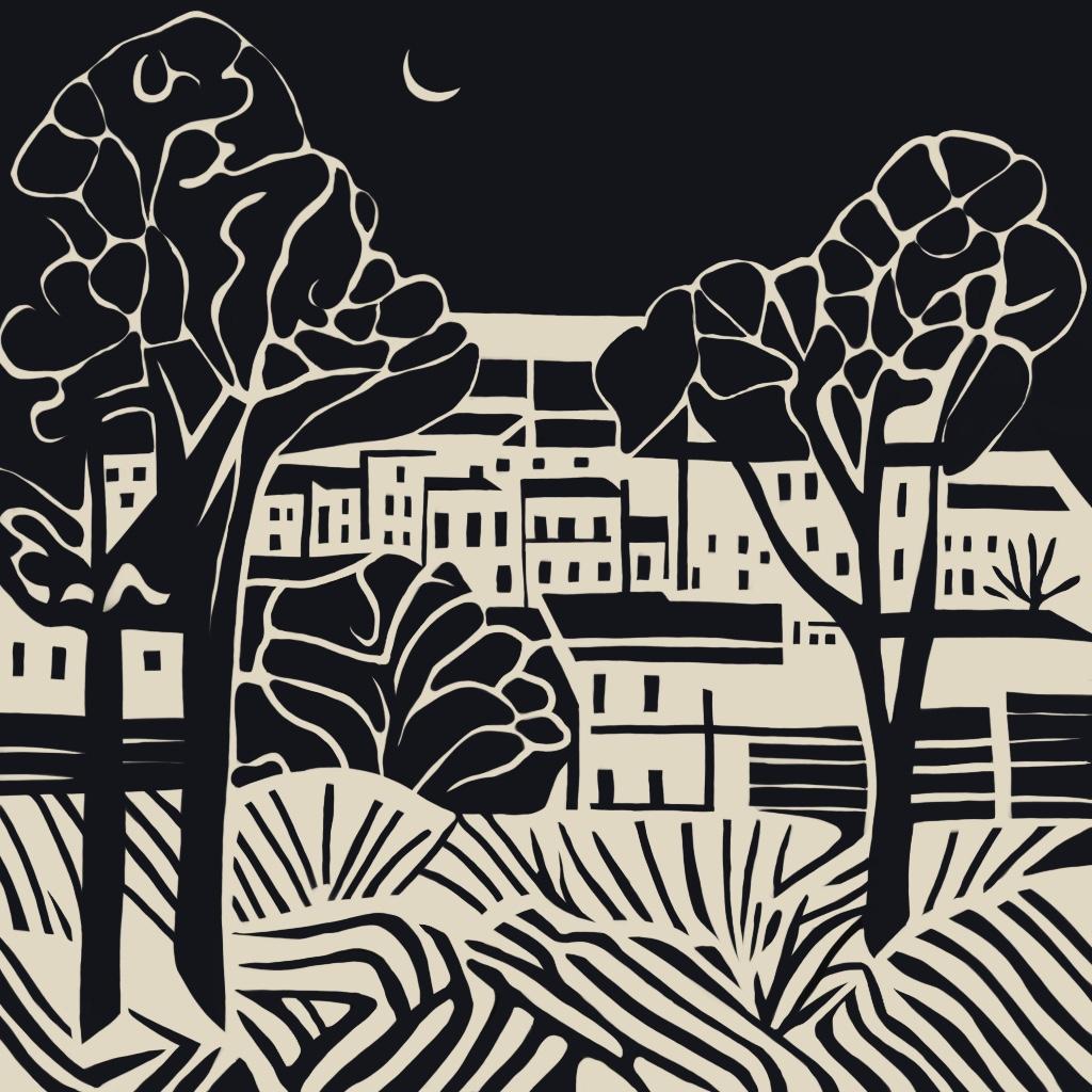 Paysage, 50x50cm, impression sur toile, édition 20 pièces. - Print de Nina Tsoriti