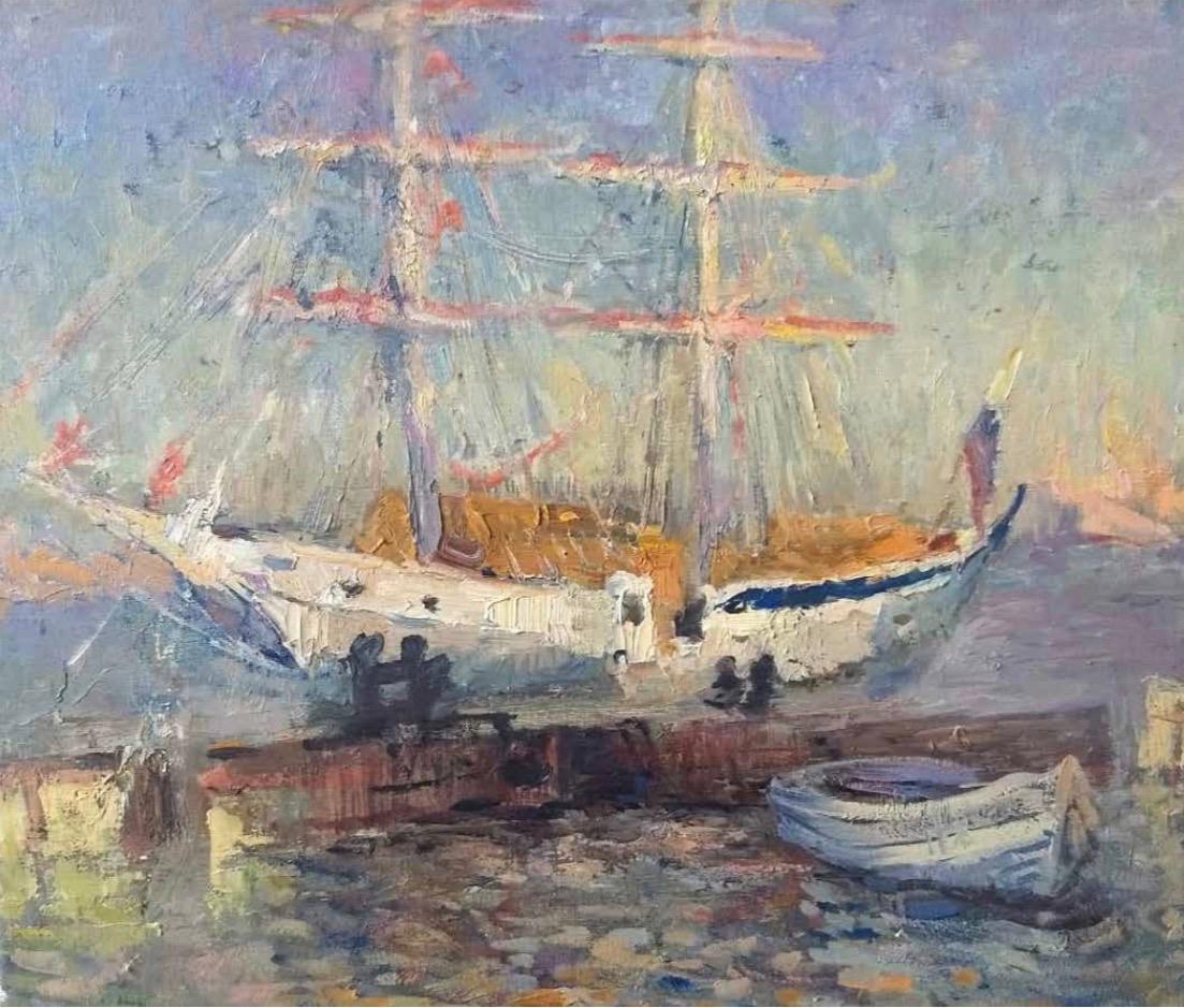 Navire, 40x50 cm, huile sur toile