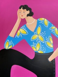 Fond rose, 100x80 cm, acrylique sur toile