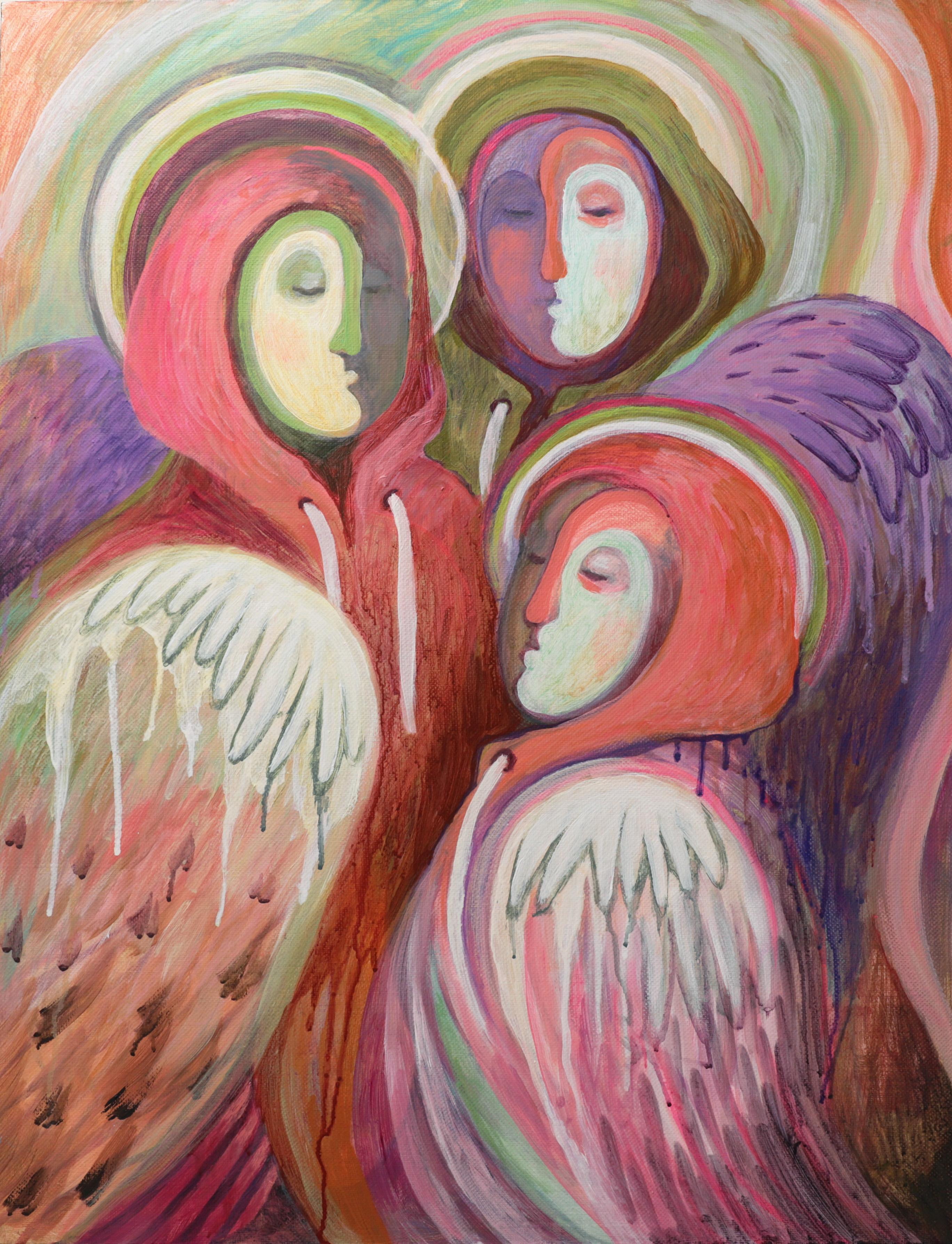 Messengers, 80x60cm, acrylic on canvas - Painting by Katya Bim