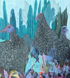 Guinea fowl, 100x90 cm, acrylic on canvas, airbrushing