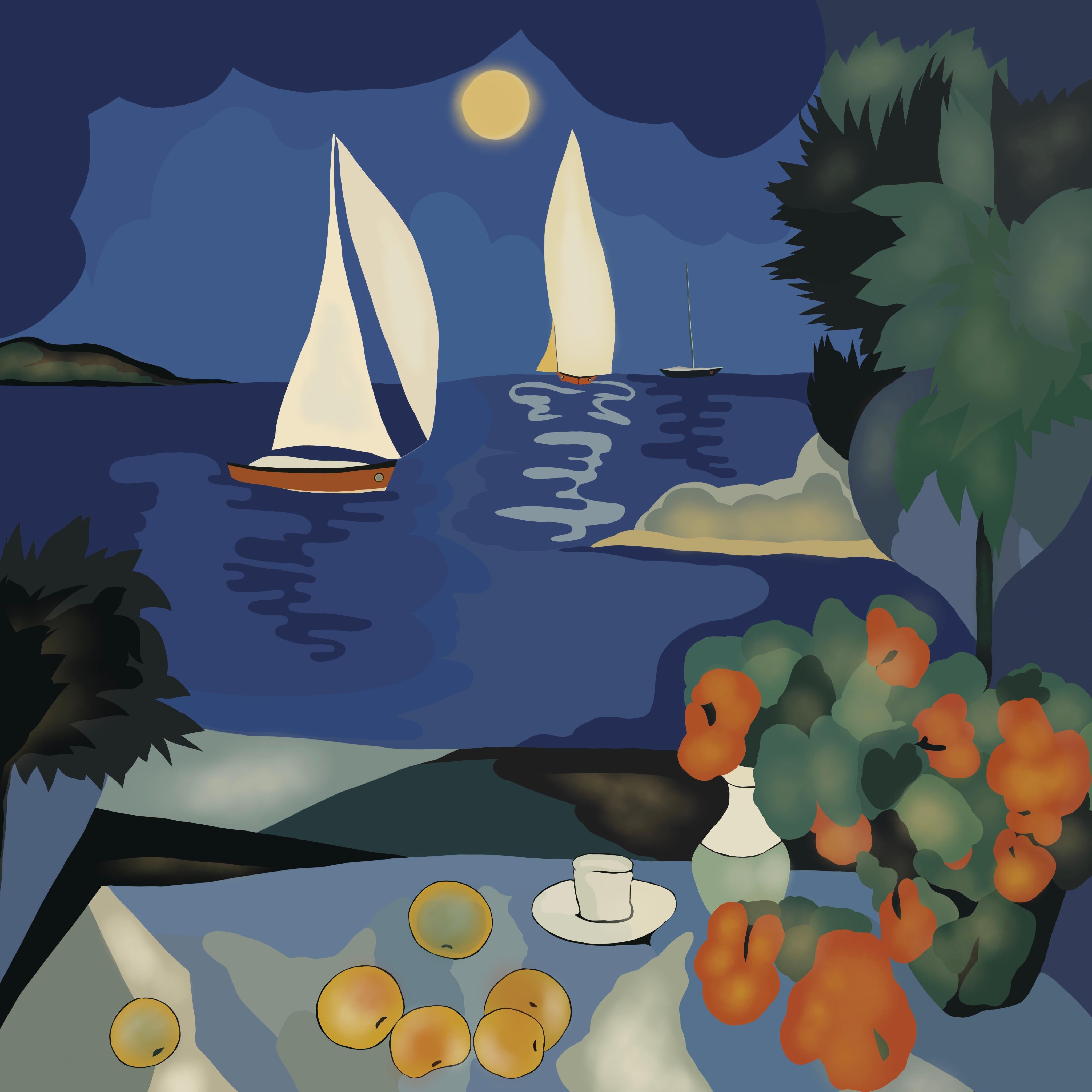 Seascape , 70x70cm, impression sur toile, édition 20 pcs. - Art de Nina Tsoriti