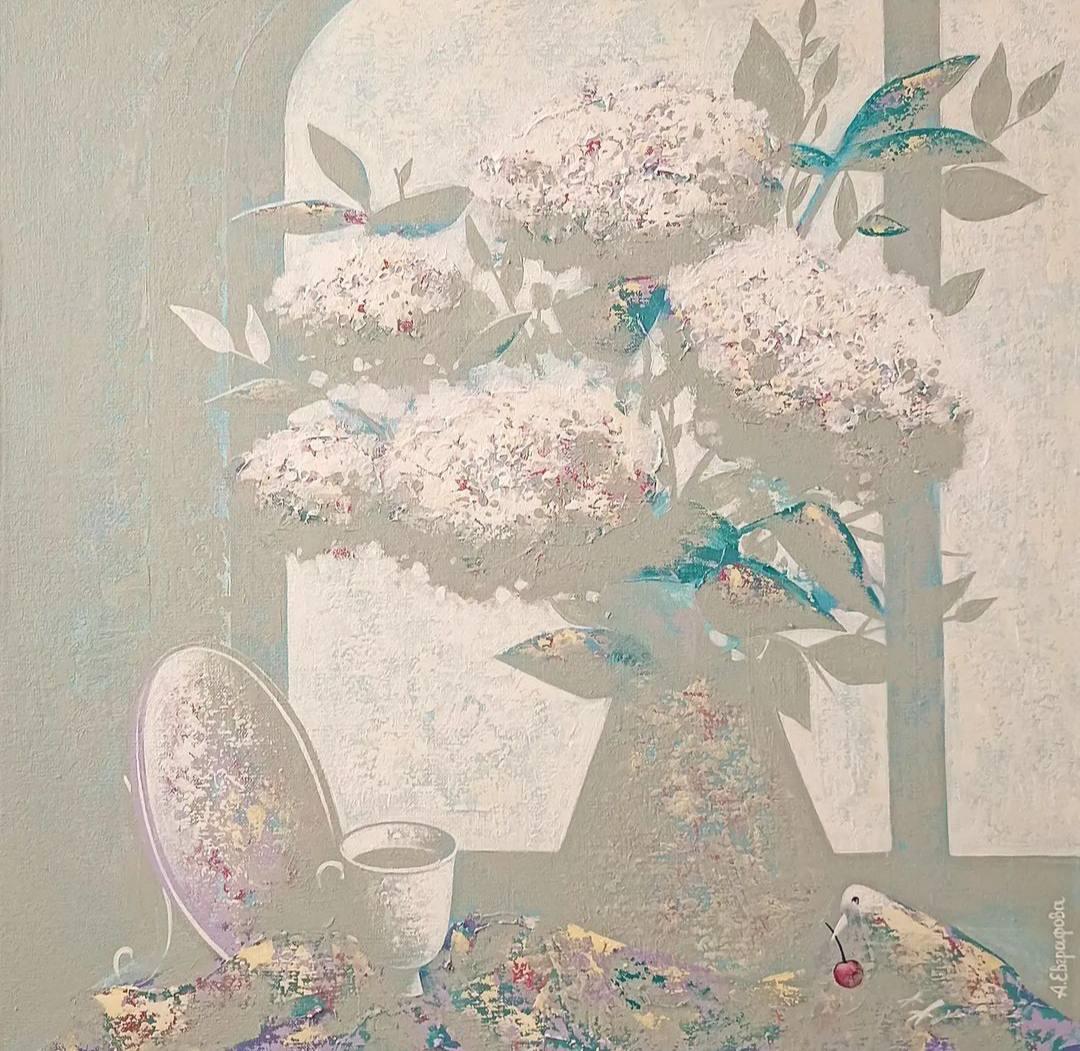 Foggy morning, 60x60 cm, acrylic , Canvas