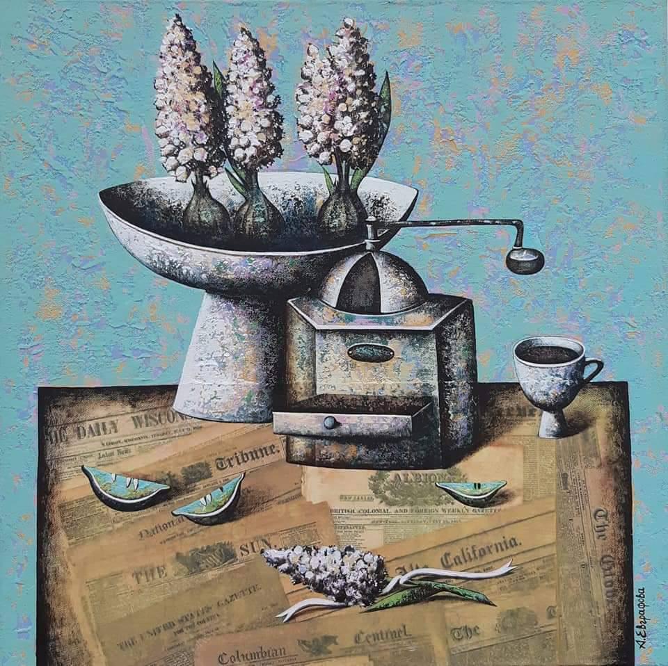 Morning coolness, 55x55 cm, acrylic , Canvas