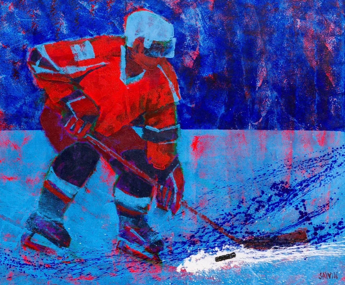 Forward Acrylgemälde auf Leinwand, 100x120cm, Neuer Zustand – Art von Aleksey Savin