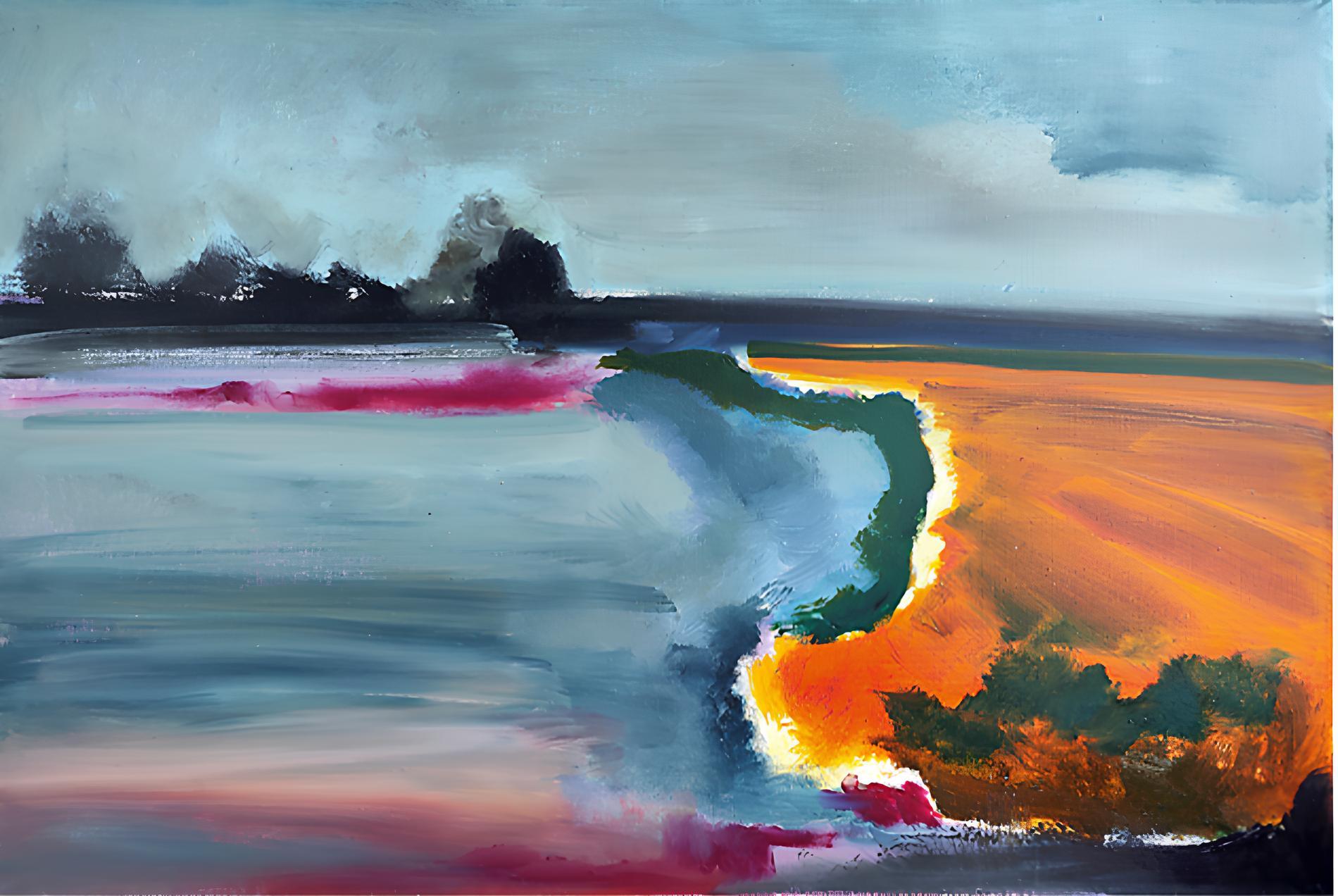 Abendsee, 60x90 cm, Öl, Leinwand