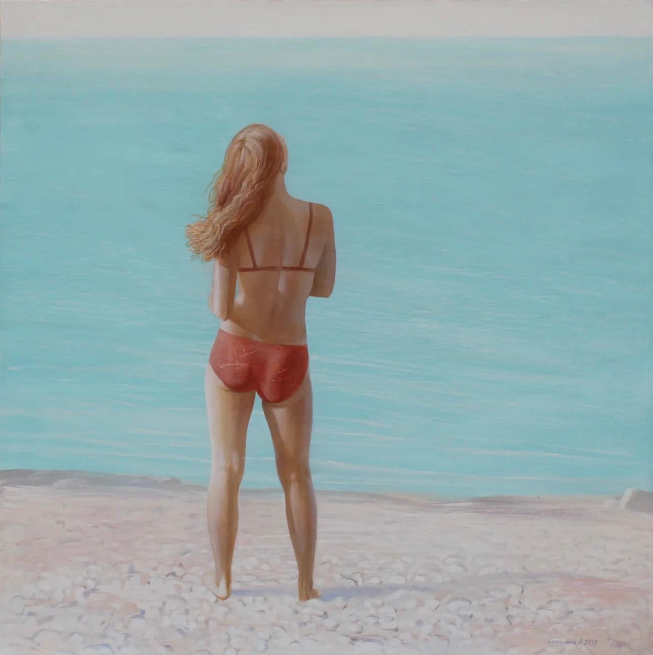 Am Ufer, 100x100cm, Acryl auf Leinwand