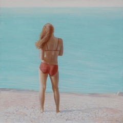 Am Ufer, 100x100cm, Acryl auf Leinwand