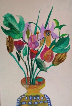 Tonya Katkova - Flowers thirsty for rain, 100x70cm, huile sur toile Flowers thirsty for rain, 100x70cm, huile sur toile