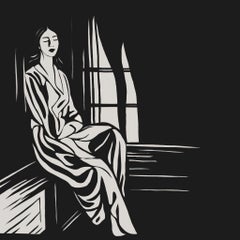 Lonely at the window , 50x50cm, print on canvas.Edition 20 pcs.