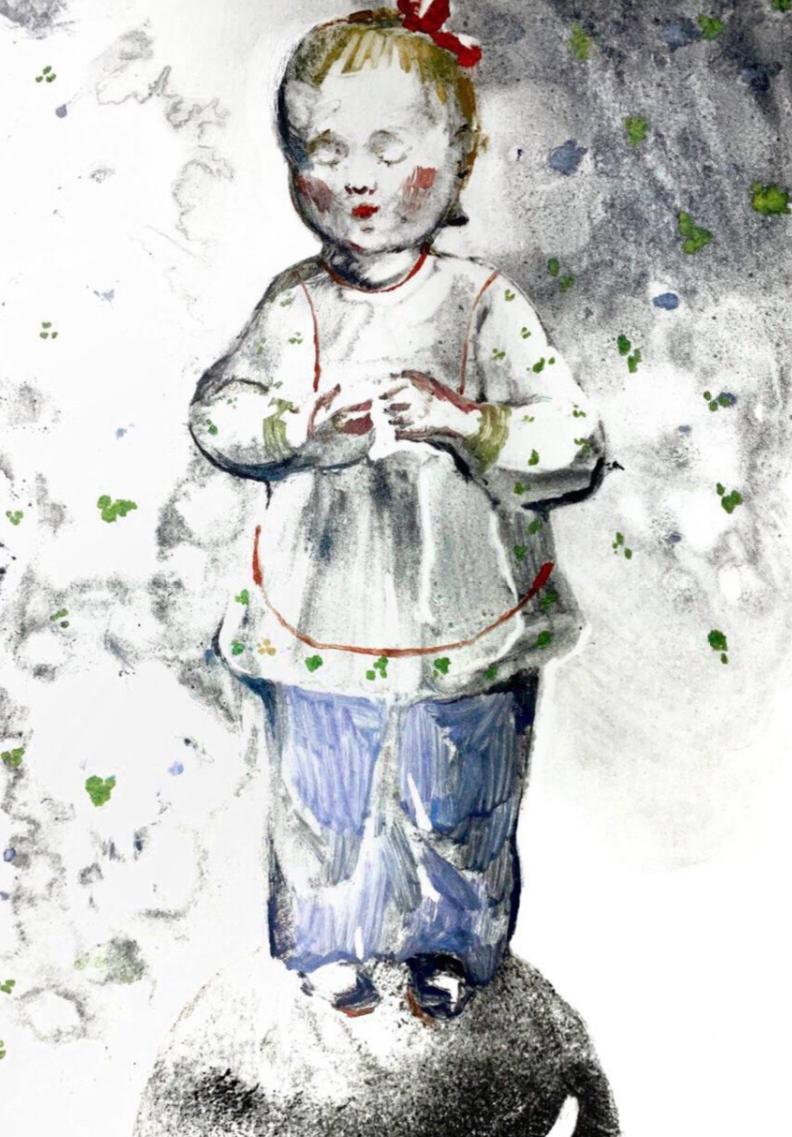 Infancia, 30x20cm, monotipo/papel - Art de Ekaterina Romashkova