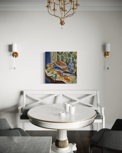 Stillleben mit Fischen, 70x70cm, Druck auf Leinwand. Auflage 20 Teile.