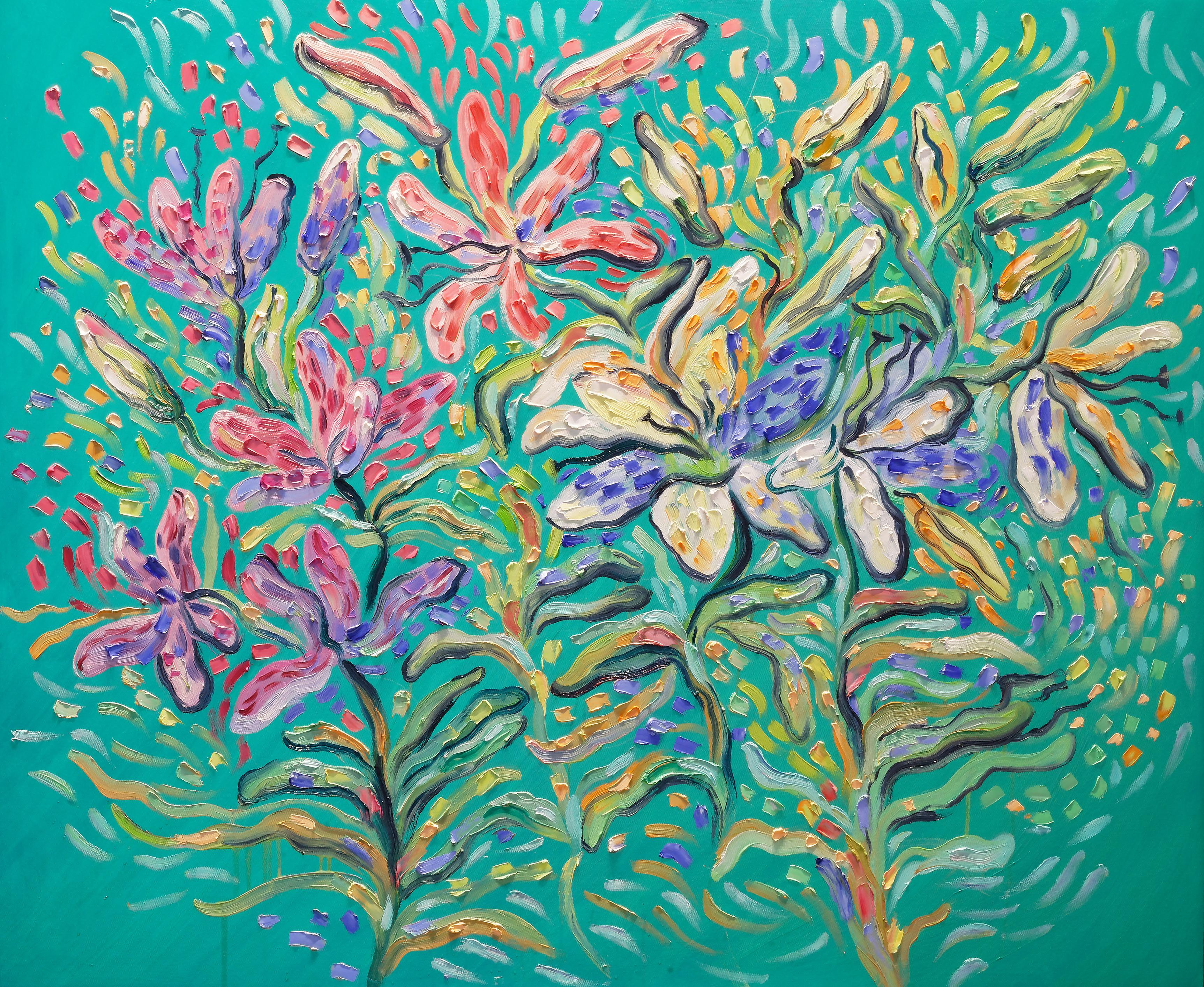 Flowers , Acrylic on canvas, 100x120 cm