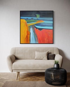 soirée tranquille, 100x100 cm, huile, toile