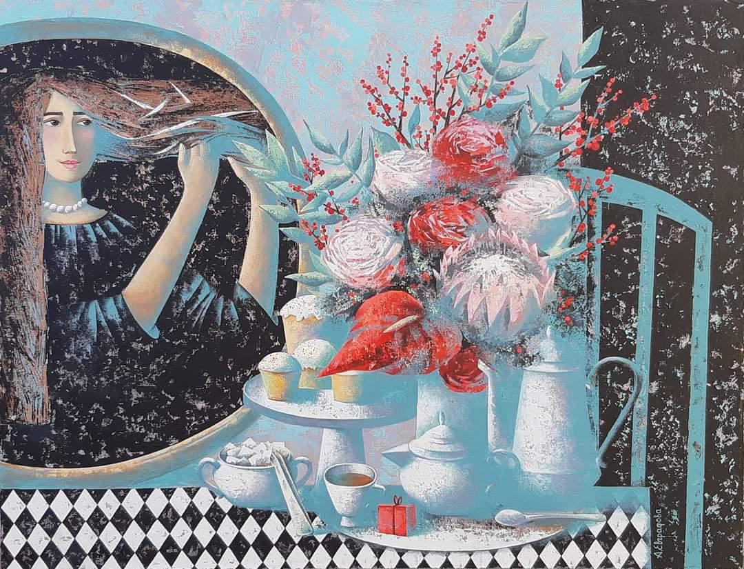 Angebot, 65x85 cm, Acryl, Leinwand – Art von Anastasia Efgrafova