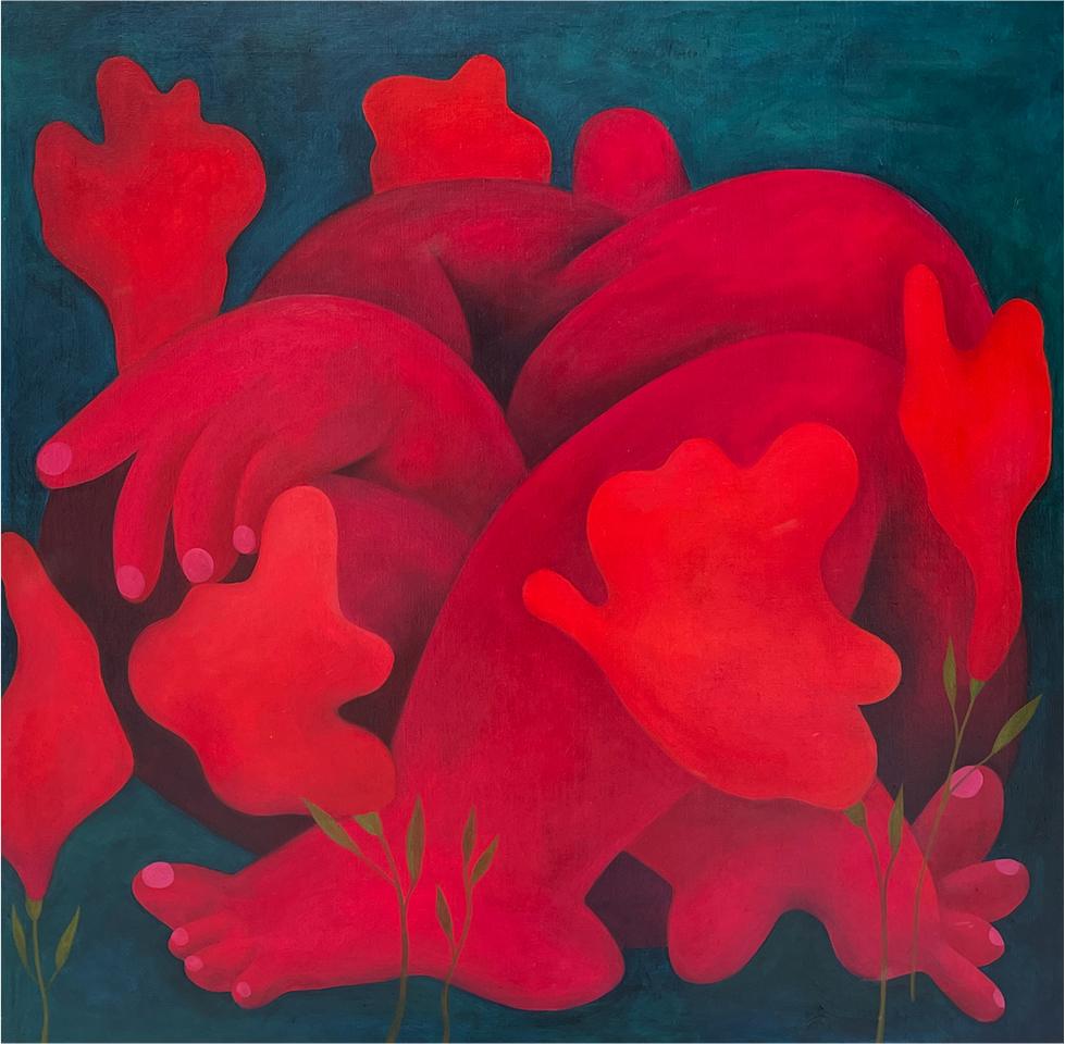 In flowers, 89x80cm, oil on canvas